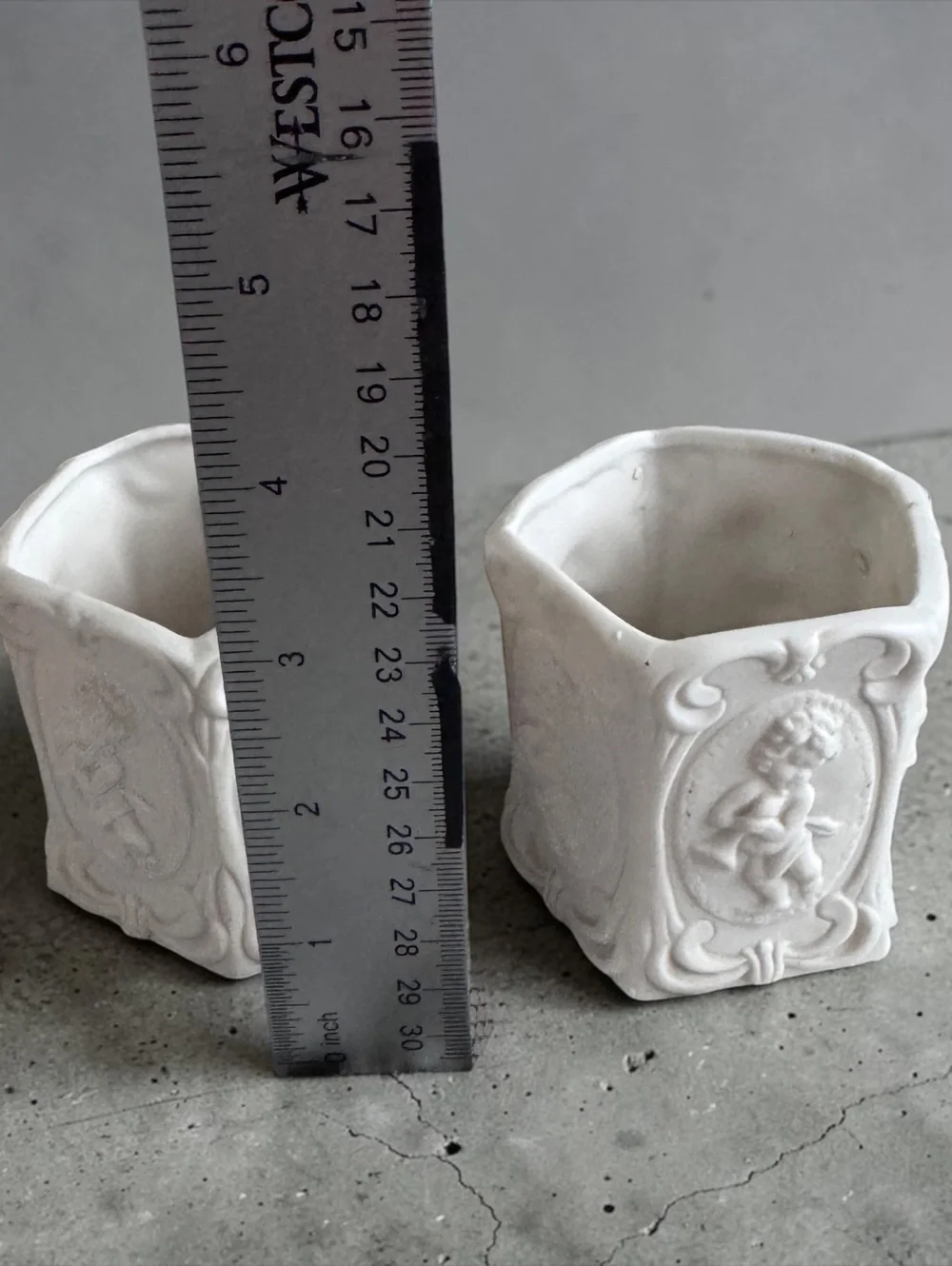 Vintage Homco White Ceramic Cherub Candle Holders Mid-Century Japan Matched Pair